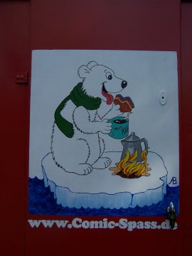 Kaffee trinkender Eisb&auml;r